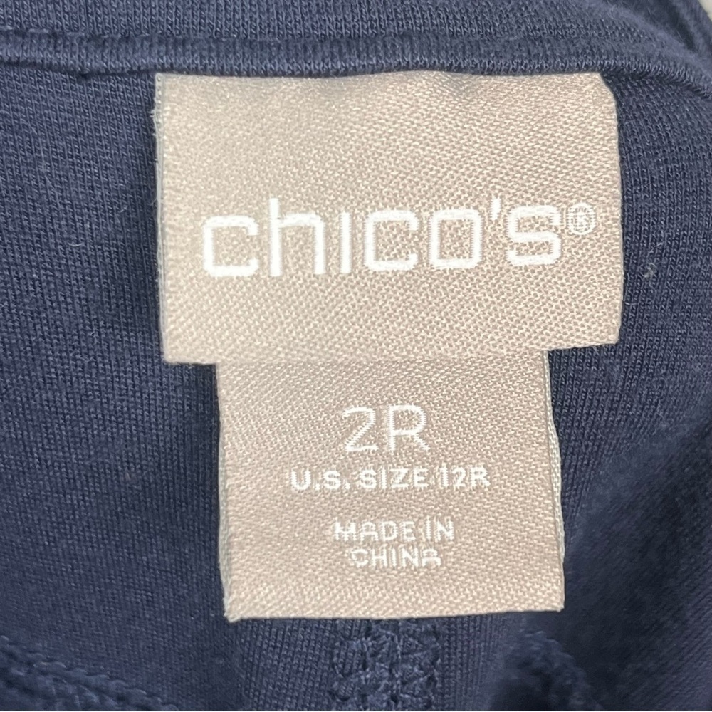 Chico’s navy rayon nylon spandex stretchy tapered leg pants, size 12. - Picture 7 of 8